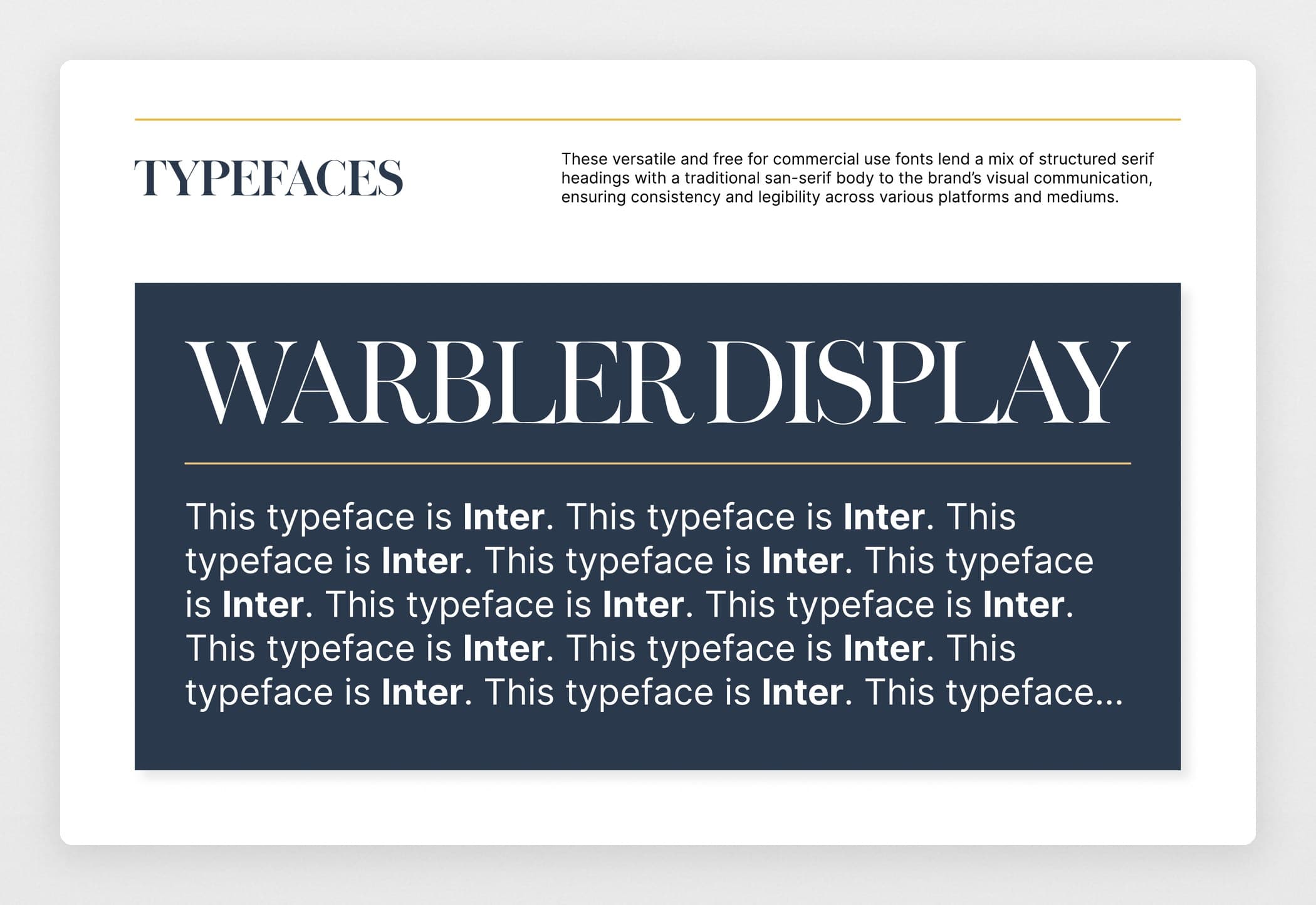 The typeface pairing: a high-contrast display serif for headers against a sans body