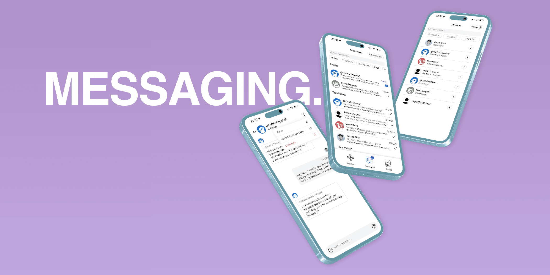 Three 3D-Oriented Mockups of OtterLoon's Messaging Interfaces