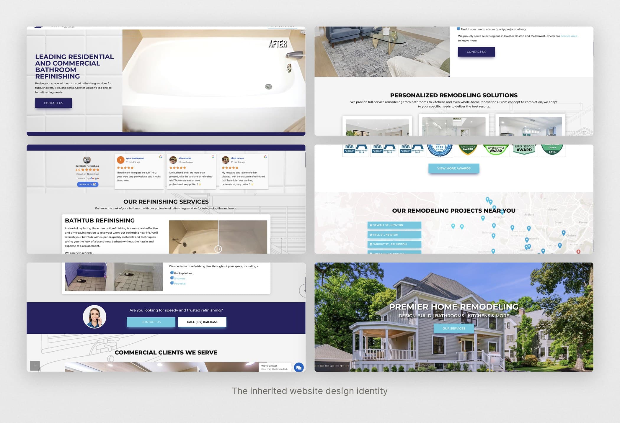 Six sections of the inherited Refinishing and Remodeling sites