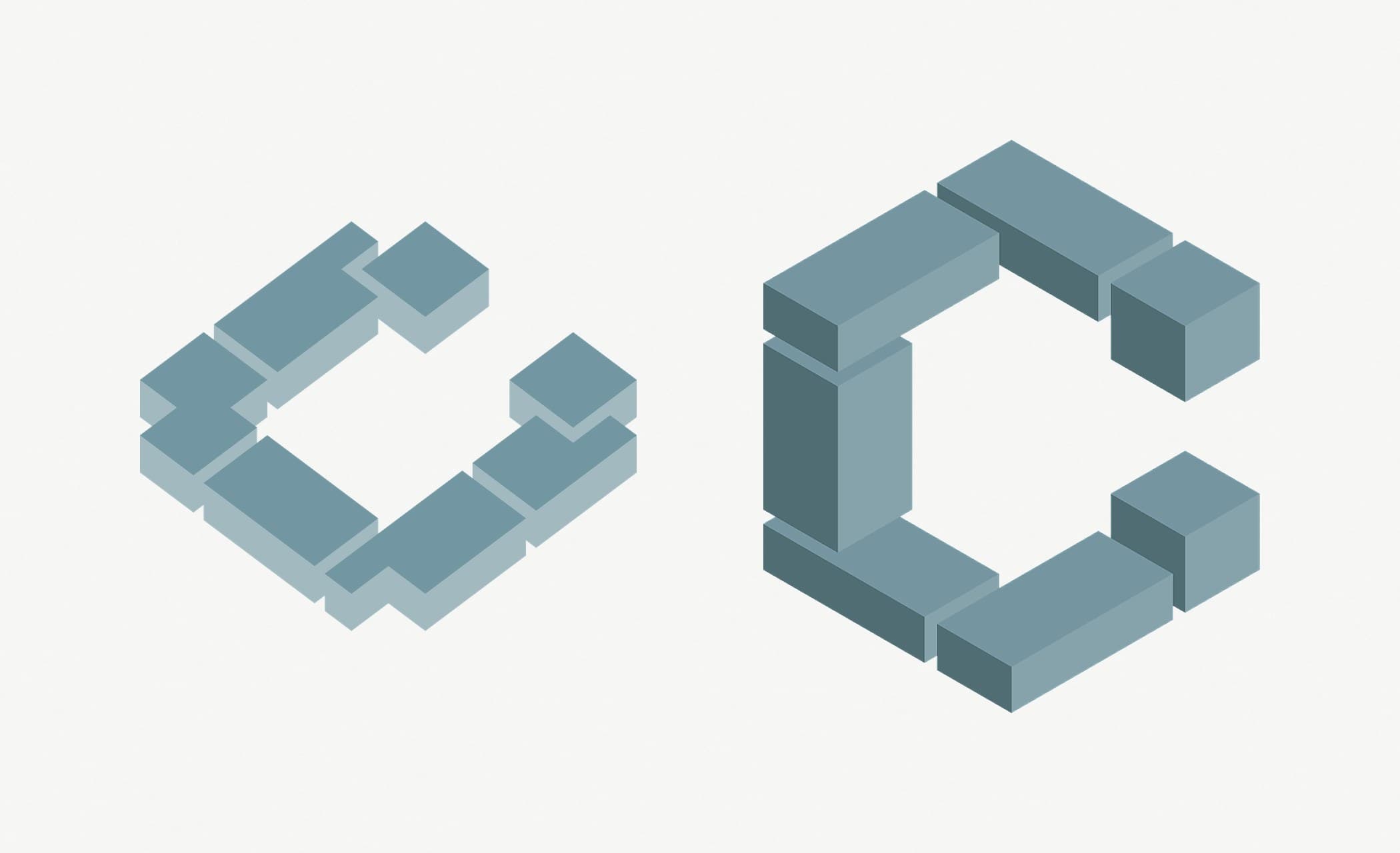 The isometric mark beside the finished one