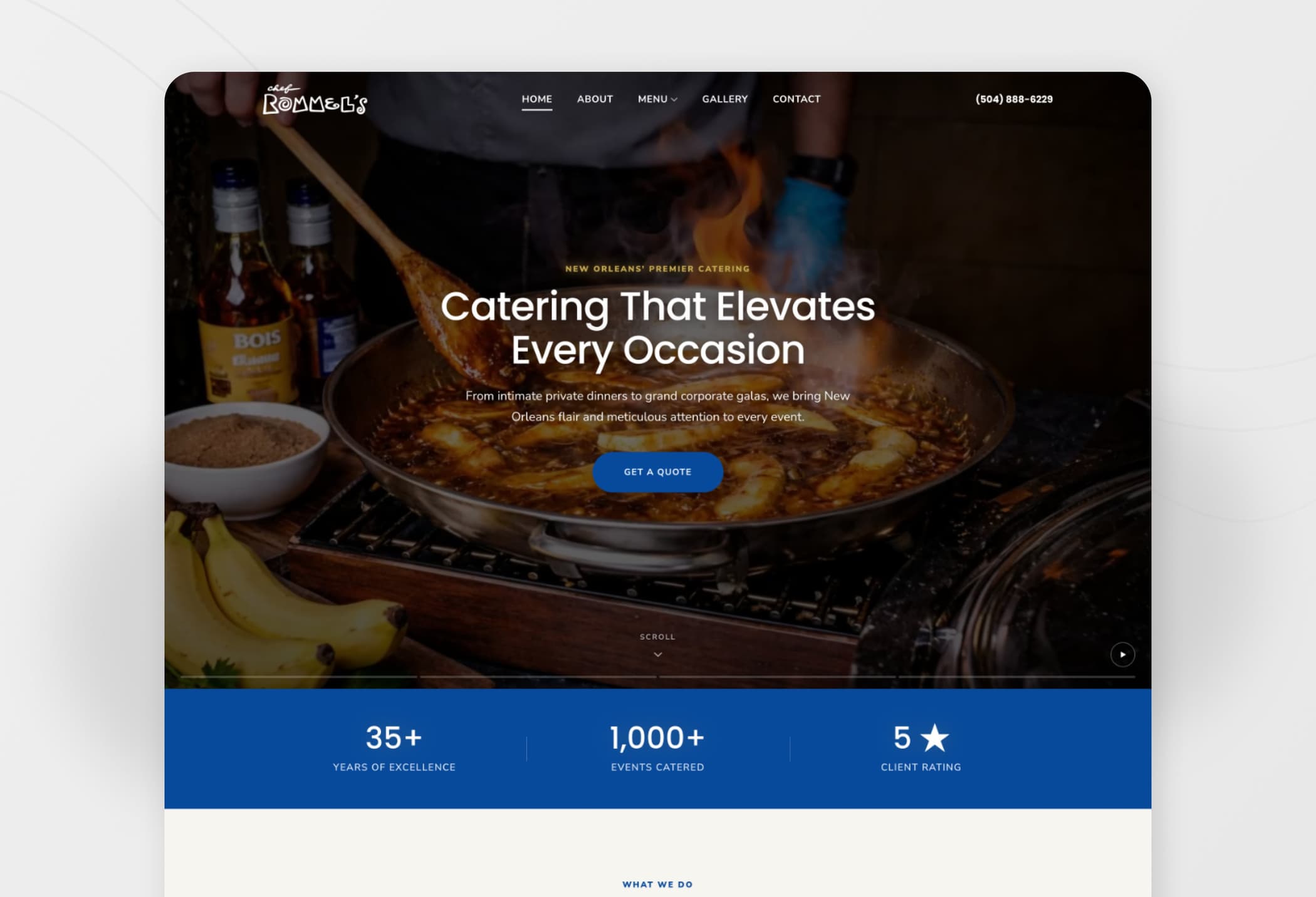 The rebuilt Rommel's Catering homepage